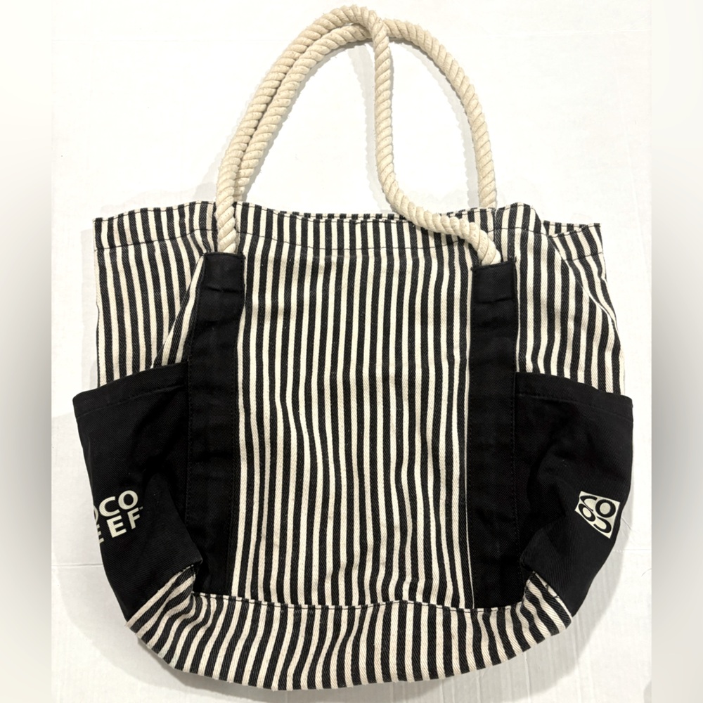 Coco Reef Black and White Striped Tote Bag Roped Handles Beach Bag